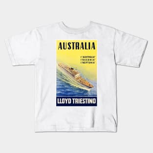 Vintage Travel Poster Australia Lloyd Triestino Kids T-Shirt